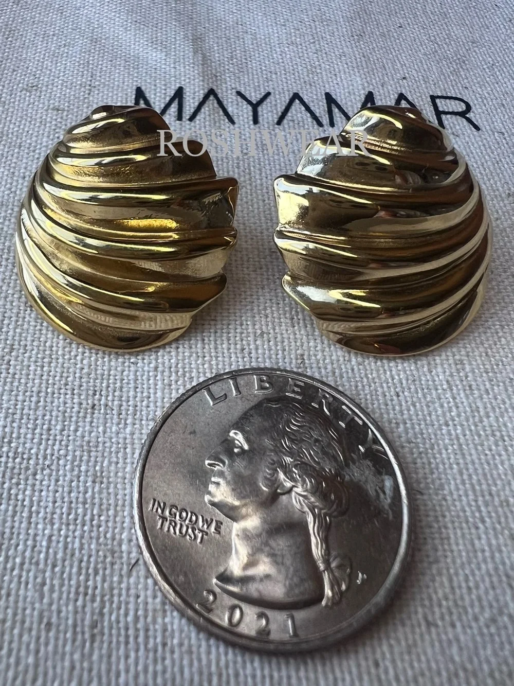 Mayamar Gold-Tone Sculpted Wave Earrings NWOT